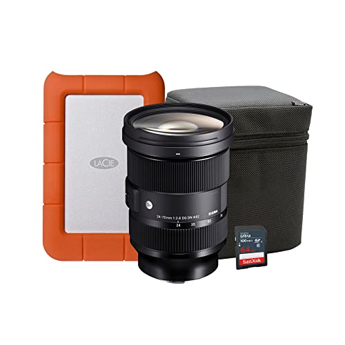 Sigma 24-70mm f/2.8 DG DN Art Zoom Full Frame Compatible with Sony E-Mount Lens with LaCie Rugged Mini 1TB Hard Drive and 64GB SD Card Bundle (3 Items) by SIGMA
