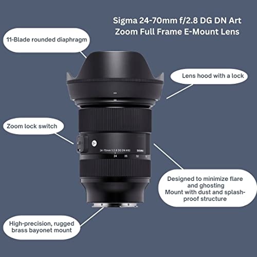 Sigma 24-70mm f/2.8 DG DN Art Zoom Full Frame Compatible with Sony E-Mount Lens with LaCie Rugged Mini 1TB Hard Drive and 64GB SD Card Bundle (3 Items) by SIGMA