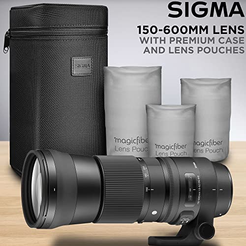 Sigma 150-600mm 5-6.3 Contemporary DG OS HSM Lens for Canon DSLR Cameras + Sigma USB Dock with Altura Photo Complete Accessory and Travel Bundle by Goja