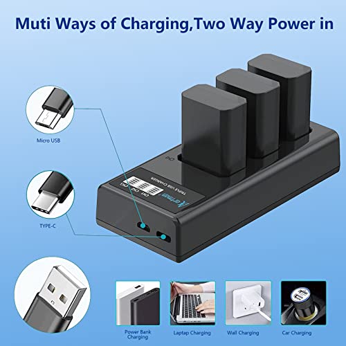 Artman 3-Pack NP-FW50 Battery and Upgraded 3-Slot LCD Charger Compatible with Sony ZV-E10, Alpha A6000 A6300 A6400 A6500 A5000 A5100 A7 A7II A7R A7RII A7S A7SII RX10 II III Camera from Shenzhen Homesuit Technology co;ltd
