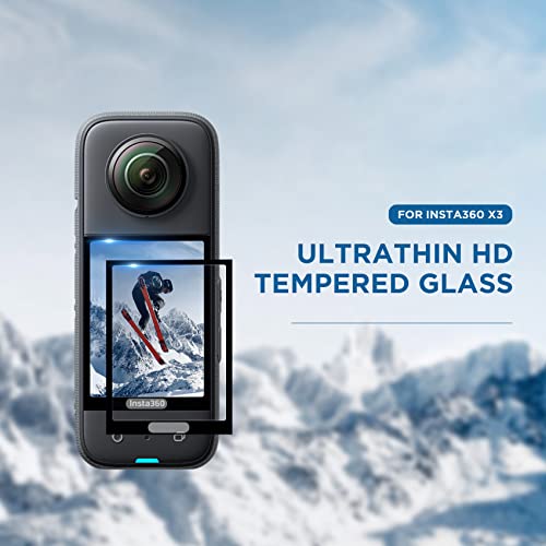 CYNOVA Insta 360 X3 Tempered Glass Film, Insta360 X3 Camera Screen Film Glasses Screen Protector Accessories,Ultra HD, 9H Hardness, Scratch Resistant from CYNOVAUS