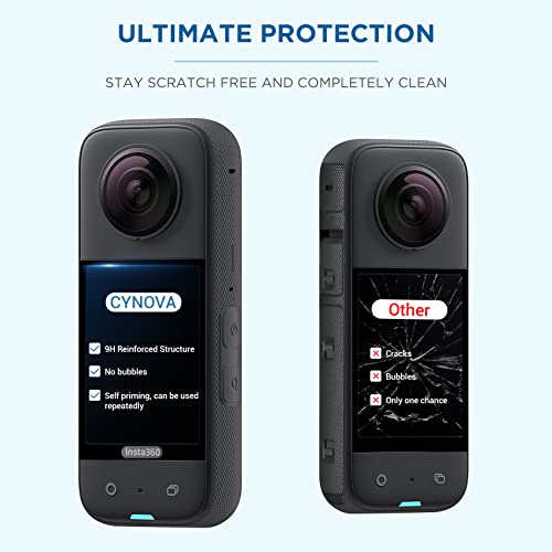 CYNOVA Insta 360 X3 Tempered Glass Film, Insta360 X3 Camera Screen Film Glasses Screen Protector Accessories,Ultra HD, 9H Hardness, Scratch Resistant from CYNOVAUS