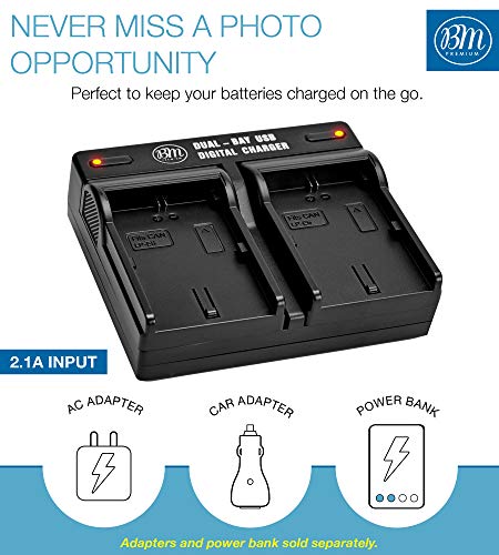 BM Premium 2 Pack of LP-E6NH High Capacity Batteries and Dual Bay Battery Charger for Canon EOS R EOS R5 EOS R6 EOS R6 II EOS R7 EOS 90D EOS 60D EOS 70D EOS 80D EOS 6D II EOS 7D EOS 7D Mark II Cameras from BM Premium