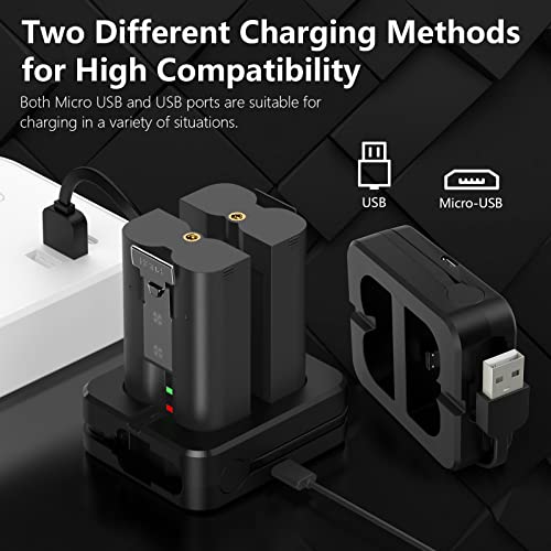 2 Packs 6040mAh 3.65V Lithium-Ion Rechargeable Battery and USB Charging Station Compatible with Ring, for Video Doorbell 2/3/4 and Spotlight Cam Battery(Not for Spotlight Pro/Plus,Stick Up Cam) from Falamiao