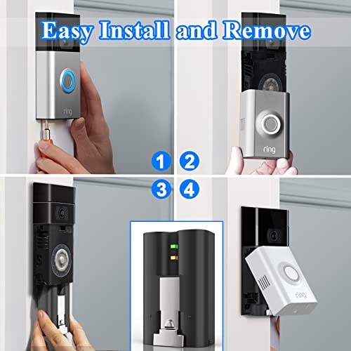 2 Packs 6040mAh 3.65V Lithium-Ion Rechargeable Battery and USB Charging Station Compatible with Ring, for Video Doorbell 2/3/4 and Spotlight Cam Battery(Not for Spotlight Pro/Plus,Stick Up Cam) from Falamiao