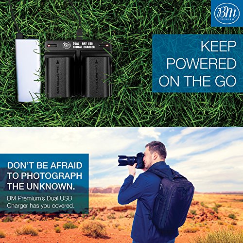 BM Premium 2 Pack of LP-E6NH High Capacity Batteries and Dual Bay Battery Charger for Canon EOS R EOS R5 EOS R6 EOS R6 II EOS R7 EOS 90D EOS 60D EOS 70D EOS 80D EOS 6D II EOS 7D EOS 7D Mark II Cameras from BM Premium