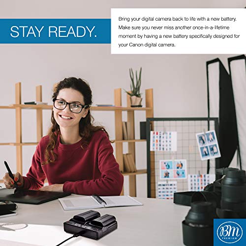 BM Premium 2 Pack of LP-E6NH High Capacity Batteries and Dual Bay Battery Charger for Canon EOS R EOS R5 EOS R6 EOS R6 II EOS R7 EOS 90D EOS 60D EOS 70D EOS 80D EOS 6D II EOS 7D EOS 7D Mark II Cameras from BM Premium