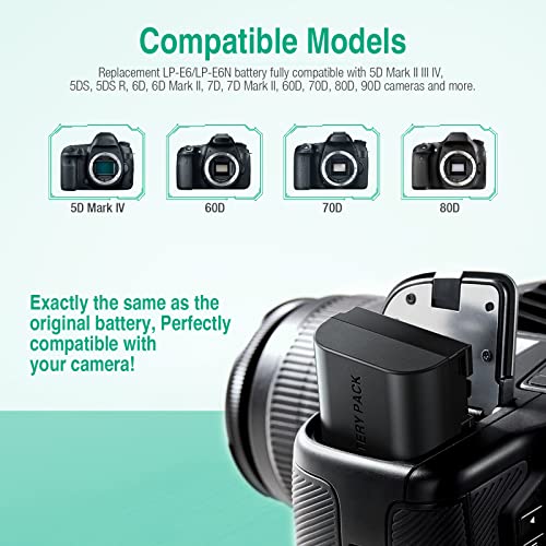 FirstPower LP-E6 LP E6N Battery 3-Pack 2700mAh and Triple Slot Charger for Canon EOS 5D Mark II III IV, 5DS, 5DS R, 6D, 6D Mark II, 7D, 7D Mark II, 60D, 70D, 80D, 90D from FirstPower