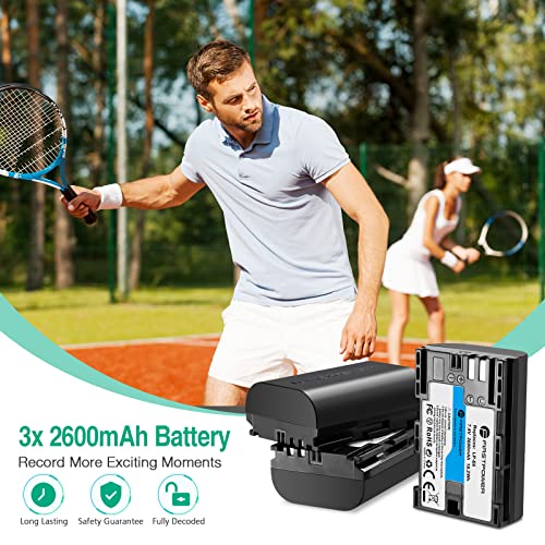 FirstPower LP-E6 LP E6N Battery 3-Pack 2700mAh and Triple Slot Charger for Canon EOS 5D Mark II III IV, 5DS, 5DS R, 6D, 6D Mark II, 7D, 7D Mark II, 60D, 70D, 80D, 90D from FirstPower