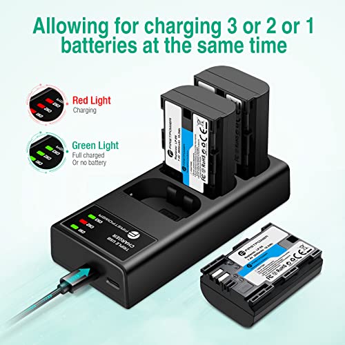 FirstPower LP-E6 LP E6N Battery 3-Pack 2700mAh and Triple Slot Charger for Canon EOS 5D Mark II III IV, 5DS, 5DS R, 6D, 6D Mark II, 7D, 7D Mark II, 60D, 70D, 80D, 90D from FirstPower