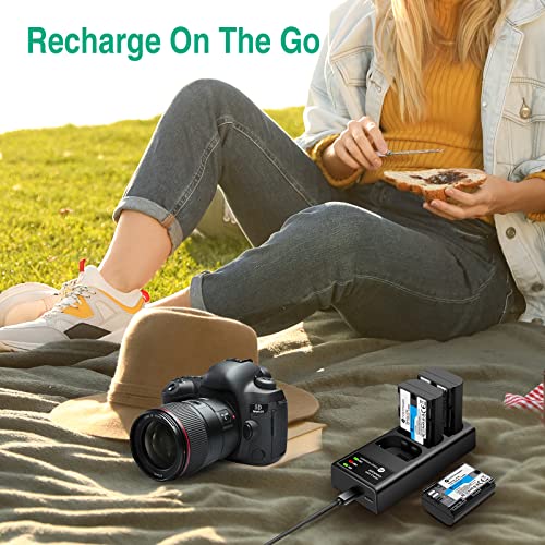 FirstPower LP-E6 LP E6N Battery 3-Pack 2700mAh and Triple Slot Charger for Canon EOS 5D Mark II III IV, 5DS, 5DS R, 6D, 6D Mark II, 7D, 7D Mark II, 60D, 70D, 80D, 90D from FirstPower
