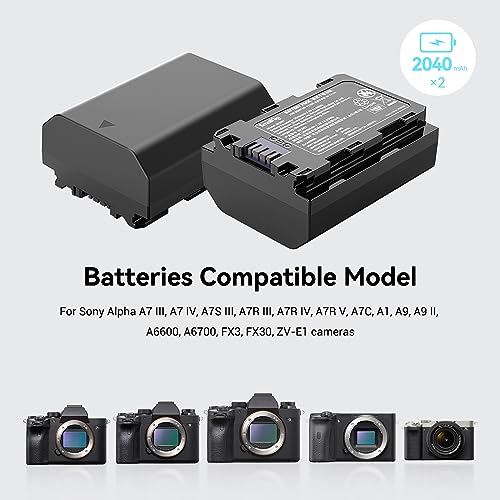 SmallRig NP-FZ100 Battery Charger Set for Sony NP-FZ100 Battery, Double Slot NP-FZ100 Charger for Sony Alpha A7R V, A7 IV, A7 III, A7S III, FX3, A7C, A7R IV, A7R III, A6600, A9 II, 2040mAh - 3824 from SMALLRIG