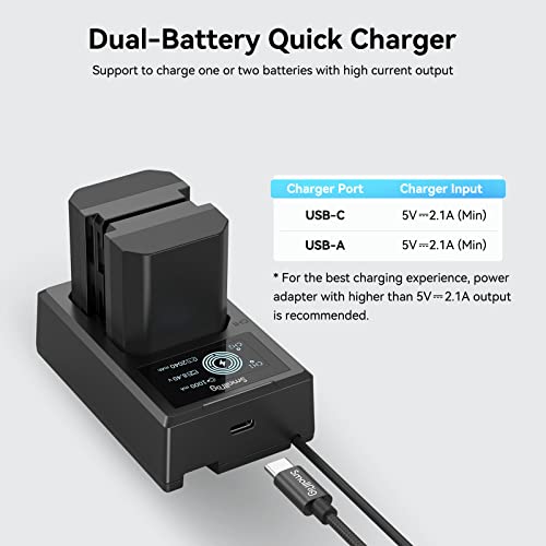 SmallRig NP-FZ100 Battery Charger Set for Sony NP-FZ100 Battery, Double Slot NP-FZ100 Charger for Sony Alpha A7R V, A7 IV, A7 III, A7S III, FX3, A7C, A7R IV, A7R III, A6600, A9 II, 2040mAh - 3824 from SMALLRIG