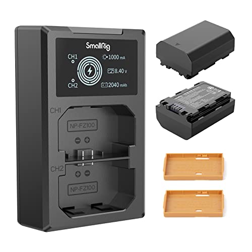 SmallRig NP-FZ100 Battery Charger Set for Sony NP-FZ100 Battery, Double Slot NP-FZ100 Charger for Sony Alpha A7R V, A7 IV, A7 III, A7S III, FX3, A7C, A7R IV, A7R III, A6600, A9 II, 2040mAh - 3824 from SMALLRIG