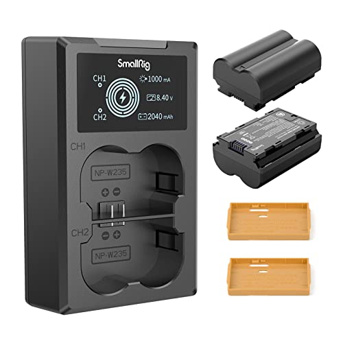 SmallRig NP-W235 Battery Charger Set for Fujifilm NP-W235 Battery, Double Slot NP-W235 Charger for Fujifilm X-T5, X-T4, GFX 100S, X-H2S, for Fujifilm GFX 50S II, VG-XT4, 2040mAh - 3822 from SMALLRIG