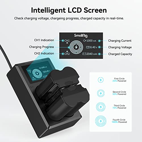 SmallRig NP-W235 Battery Charger Set for Fujifilm NP-W235 Battery, Double Slot NP-W235 Charger for Fujifilm X-T5, X-T4, GFX 100S, X-H2S, for Fujifilm GFX 50S II, VG-XT4, 2040mAh - 3822 from SMALLRIG