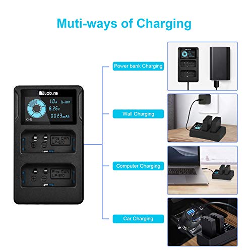 Canon LP-E10 Battery, 2 Pack Replacement Batteries with Camera Battery Charger Set for Canon EOS Rebel T7, T3, T5, T6, Kiss X50, Kiss X70, EOS 1100D, EOS 1200D, EOS 1300D, EOS 2000D Digital Camera from PLOTURE