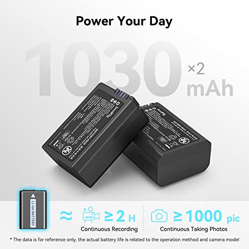 SmallRig NP-FW50 Battery Charger Set for Sony NP-FW50 Battery, Double Slot NP-FW50 Charger for Sony ZV-E10, A6000, A6500, A6300, A6400, A7, A7 II, A7R II, A7S II, A7S, A7R, RX10, 1030mAh - 3818 by SMALLRIG