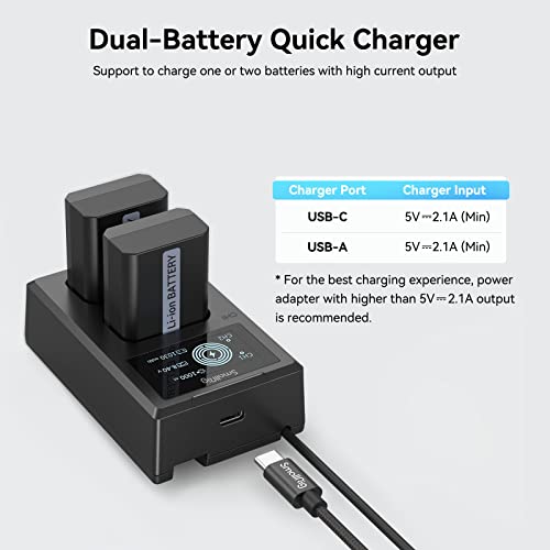 SmallRig NP-FW50 Battery Charger Set for Sony NP-FW50 Battery, Double Slot NP-FW50 Charger for Sony ZV-E10, A6000, A6500, A6300, A6400, A7, A7 II, A7R II, A7S II, A7S, A7R, RX10, 1030mAh - 3818 by SMALLRIG
