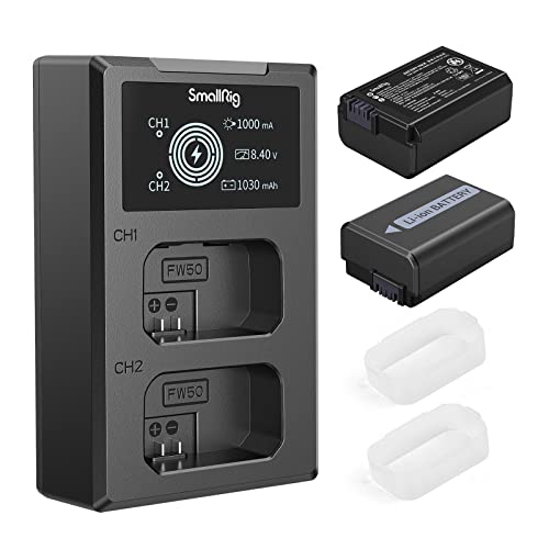 SmallRig NP-FW50 Battery Charger Set for Sony NP-FW50 Battery, Double Slot NP-FW50 Charger for Sony ZV-E10, A6000, A6500, A6300, A6400, A7, A7 II, A7R II, A7S II, A7S, A7R, RX10, 1030mAh - 3818 by SMALLRIG