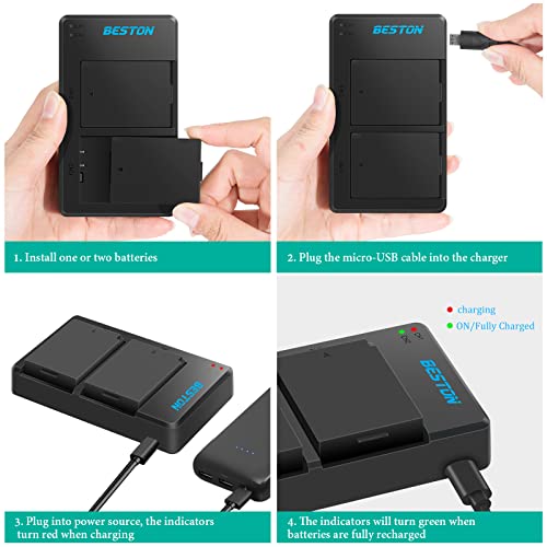 BESTON LP-E10 Battery and Charger for Canon EOS Rebel T7 T6 T5 T3 T100 1100D 1200D 1300D 2000D 4000D DSLR Camera (2-Pack) from BESTON