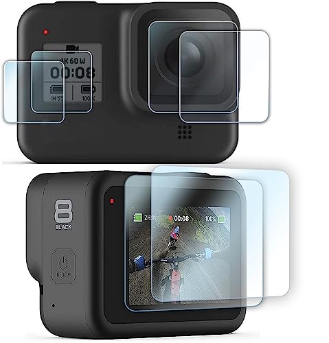 [6 PCS] FitStill Screen Protector for GoPro Hero 8 Black, Ultra Clear Tempered Glass Screen Protector + Tempered Glass Lens Protector + Small Display Film- 2 Packs from 