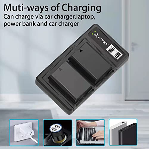 Artman EN-EL25 EN-EL25A Battery 2-Pack and LCD USB Dual Charger for Nikon Z50, Z FC, Z 50 Digital Cameras, Compatible with Nikon EN-EL25 ENEL25 EN-EL25a 4241 Battery, Nikon MH-32 Charger (1600mAh) by Artman