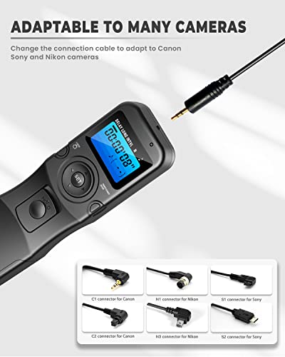 Digital Timer Remote Shutter Release Trigger Intervalometer for Canon EOS Rebel T6 T7 80D 70D 60D 60Da 77D T7i T6i T6s SL2 SL1 T5 T3 T5i T4i T3i T2i EOS R M6 M5 Cameras from Aream