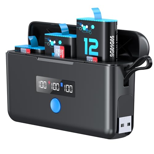 TOMSHEIR 2000mAh Batteries for GoPro Hero 9/10 Battery (2-Pack) and 3-Channel USB Quick Charger (Fully Compatible with Gopro Hero 9 Gopro Hero 10 Black Official) by Roofer Electronics Technology(Shanwei) Co.,Ltd