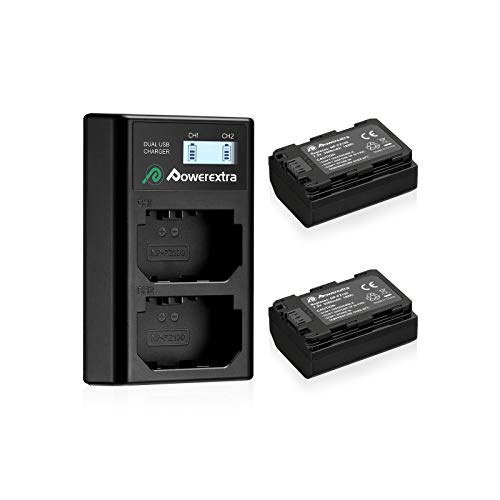 Powerextra Replacement Sony NP-FZ100 Battery and Dual USB Charger for Firmware 2.0 Sony Alpha A7 III, A7R III, A9, Sony Alpha 9, A7R3, a6600, a7R IV, Alpha a9 II, Alpha 9R, A9R, Alpha 9S Camera by Powerextra
