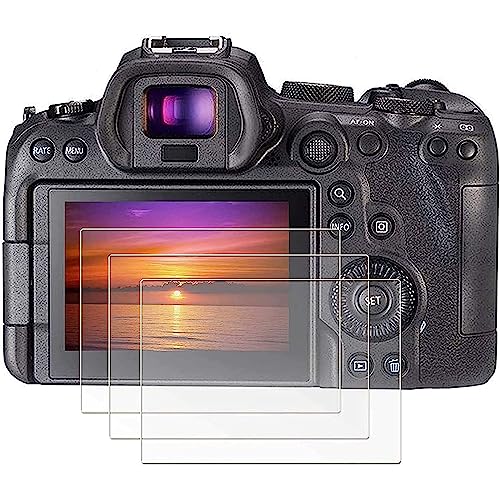 PCTC EOS R6II R6 R7 Screen Protector Appliable for Canon R6II R6 R7 Full-Frame Mirrorless Camera (3 Pack), 0.3mm 9H Hardness Tempered Glass Screen Cover, 2* Hot Shoe Cap Cover from haojiao