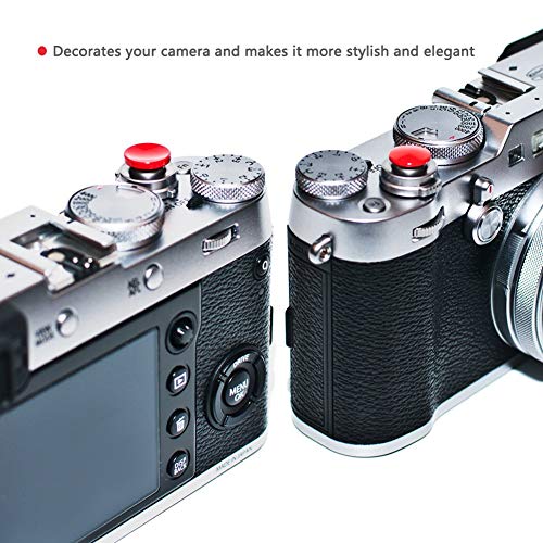 VKO Red Soft Metal Shutter Release Button Compatible with Fujifilm X-T4 X-T30 X-T3 X-T2 X100F X-T20 X-PRO2 X-PRO3 X-E3 X30 X100T X100S RX10 IV M9 M10 Camera 11mm Concave 10mm Convex Surface(2 Pack) by VKO