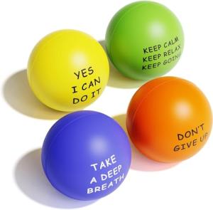 Motivational Stress Balls for Kids and Adults - 4 Pack