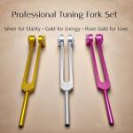 Healing Tuning Forks Set with Mallet and Crystals