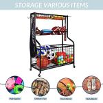 3-Tier Sports Equipment Organizer with Rolling Cart