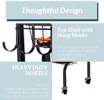 3-Tier Sports Equipment Organizer with Rolling Cart