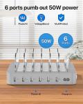 SooPii 6-Port USB Charging Station with Cables