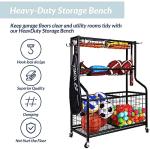 3-Tier Sports Equipment Organizer with Rolling Cart
