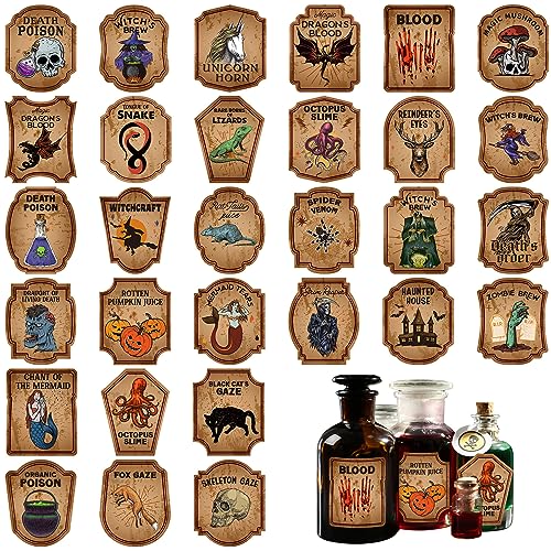 120 Halloween Animal Bottle Labels for Parties