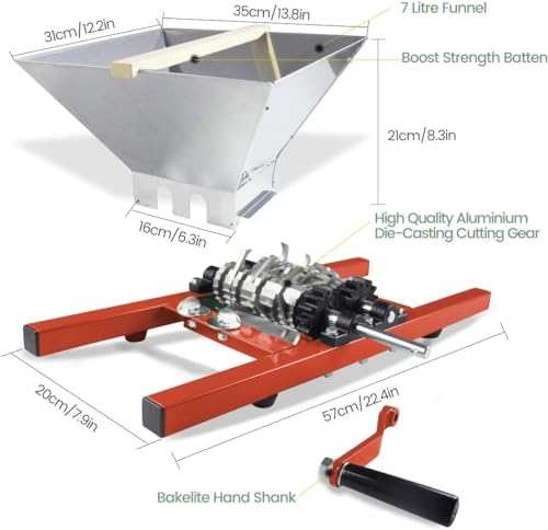 7L Manual Fruit and Wine Grinder - Red