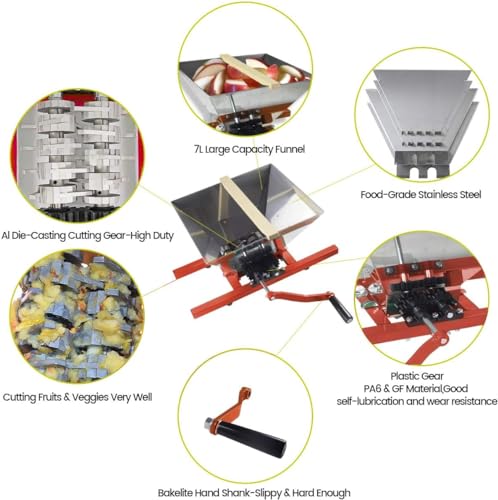 7L Manual Fruit and Wine Grinder - Red