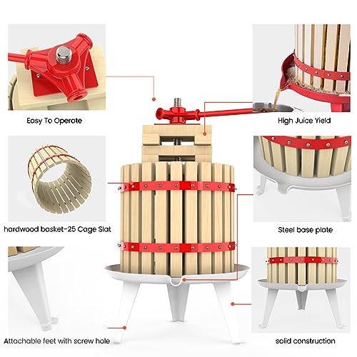 Ejwox Wooden Wine and Fruit Press, 3.2 Gallon