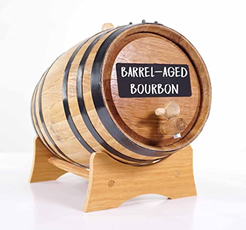 1 Gallon Oak Whiskey Barrel Dispenser with Chalkboard