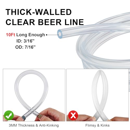 Beer Line Vinyl Tubing Replacement Kit with Clamps
