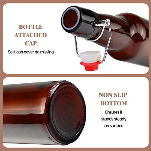 Amber Beer Bottles with Flip Caps, 10 Pack