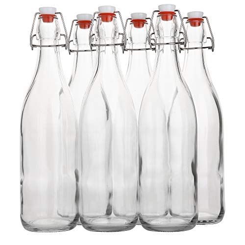Airtight Flip Top Glass Bottles - 1L Pack of 6