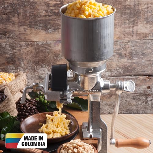 Colombian Manual High-Hopper Grain Grinder - Silver
