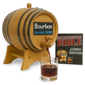 1 Gallon Oak Whiskey Barrel Dispenser with Chalkboard