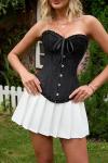 Black Lace-Up Overbust Corset for Women - Size S