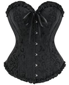 Black Lace-Up Overbust Corset for Women - Size S